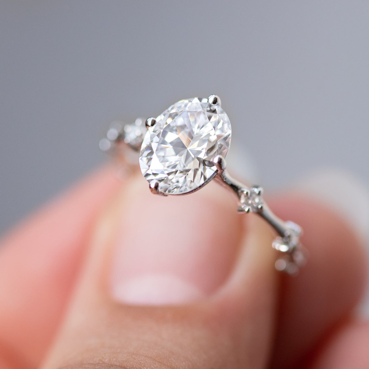 1.93CT Oval Cut Solitaire Moissanite Engagement Ring in 14K Rose Gold