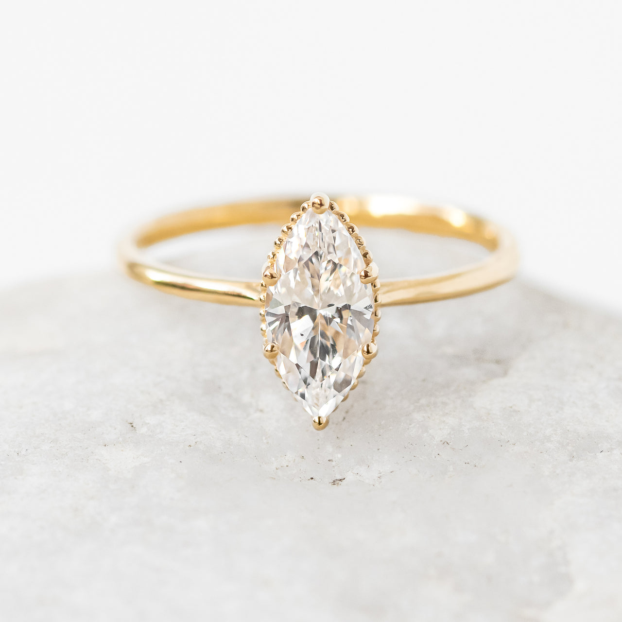 1.0 CT Marquise Cut Moissanite Engagement Ring