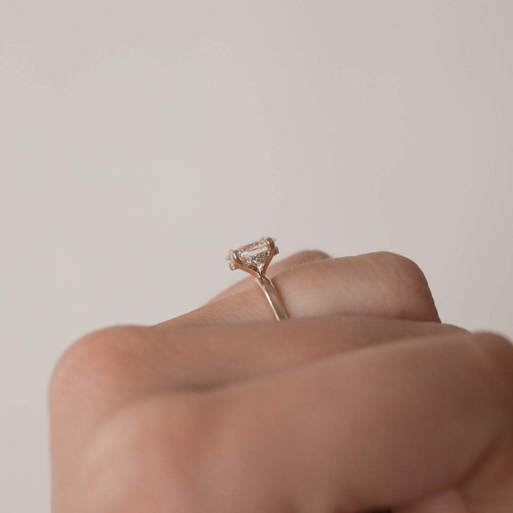 1.20CT Oval Moissanite Hidden Halo Diamond Engagement Ring