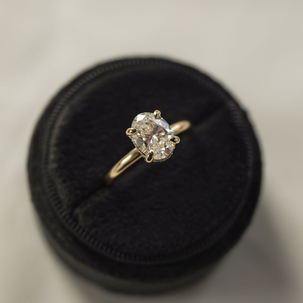 1.20CT Oval Moissanite Hidden Halo Diamond Engagement Ring