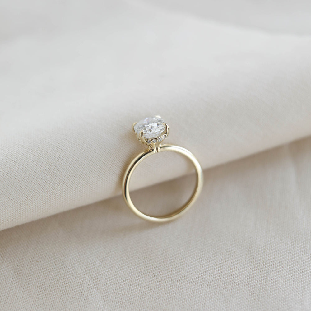 1.20CT Oval Moissanite Hidden Halo Diamond Engagement Ring