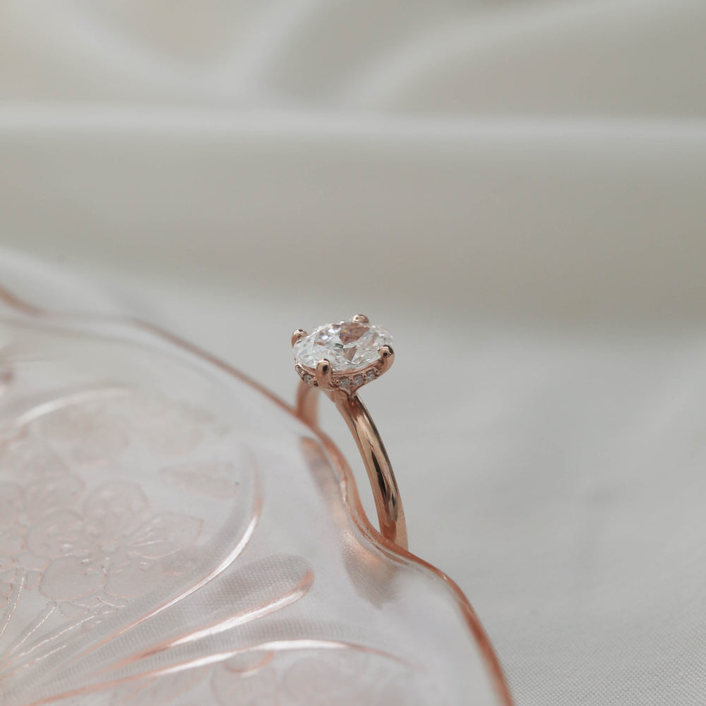 1.20CT Oval Moissanite Hidden Halo Diamond Engagement Ring