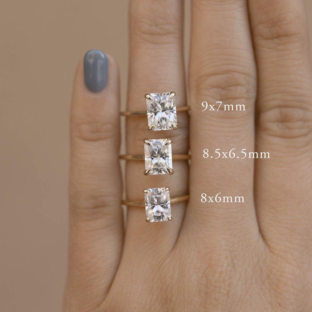 1.7ct Emerald Cut Moissanite Solitaire Diamond Engagement Ring