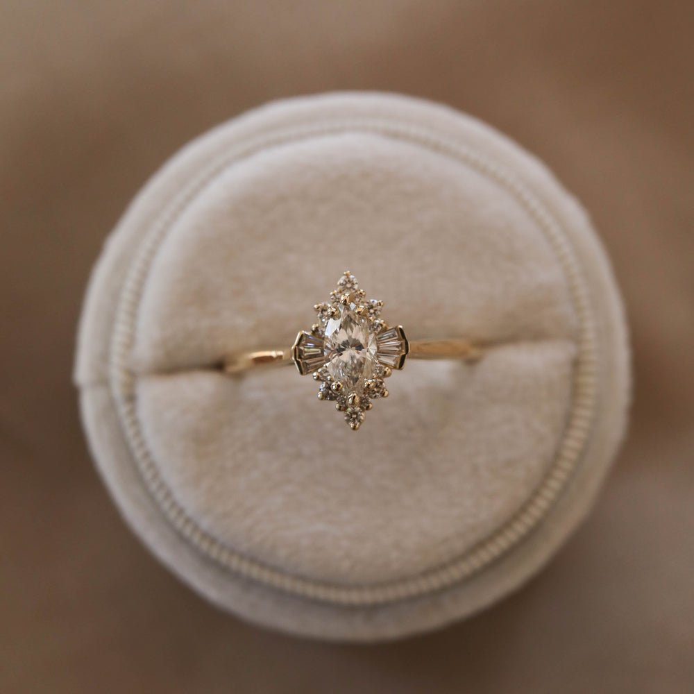 0.75CT Marquise Cluster Moissanite Unique Diamond Engagement Ring