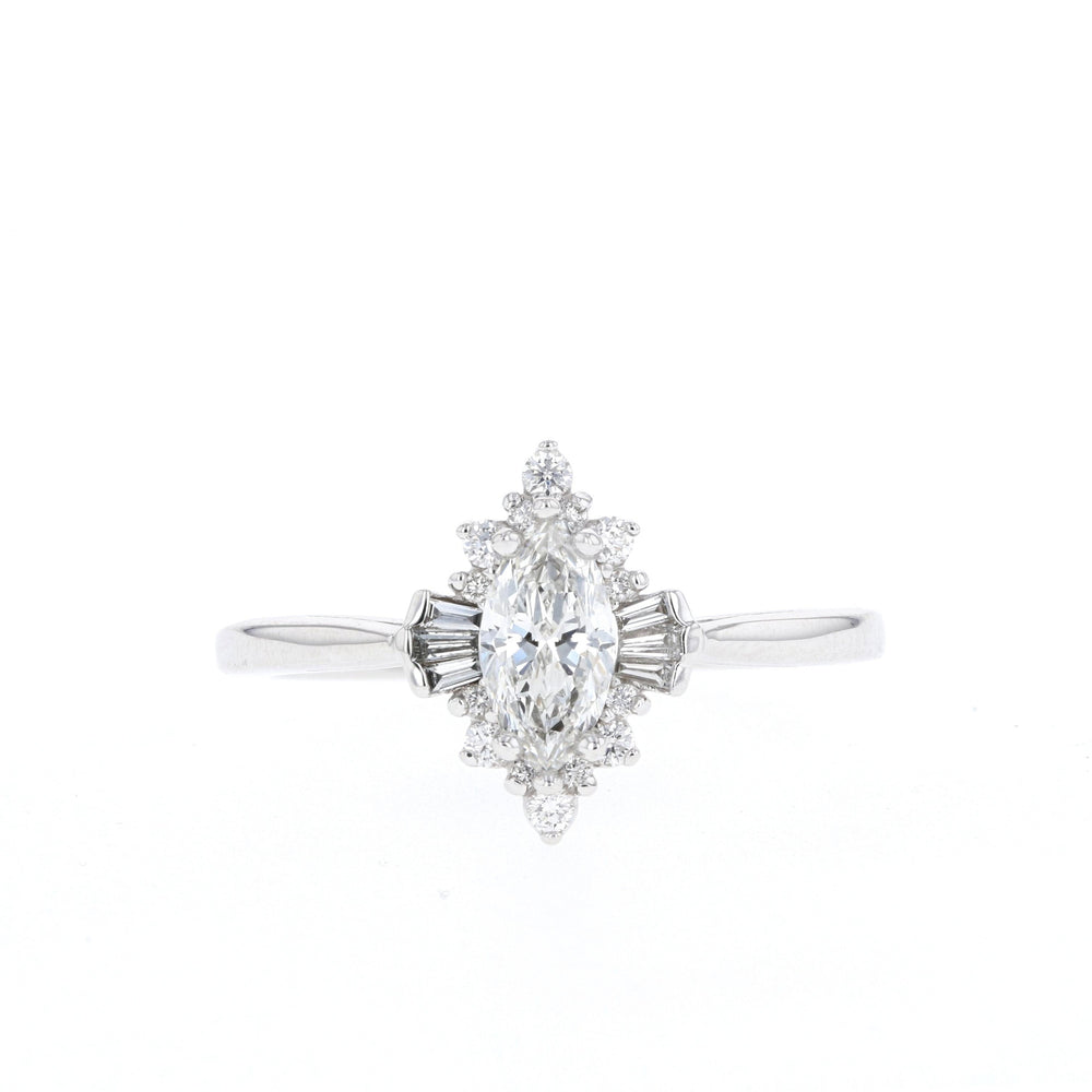 0.75CT Marquise Cluster Moissanite Unique Diamond Engagement Ring