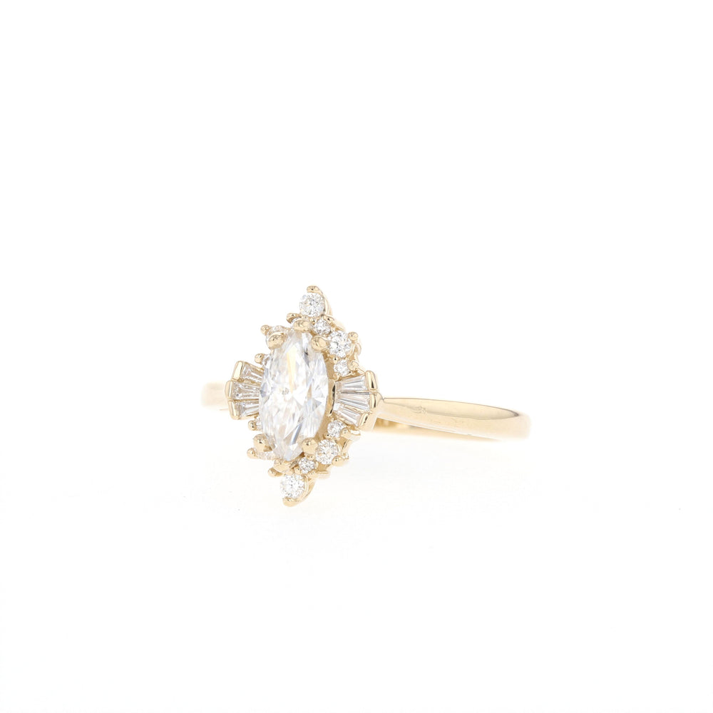 0.75CT Marquise Cluster Moissanite Unique Diamond Engagement Ring