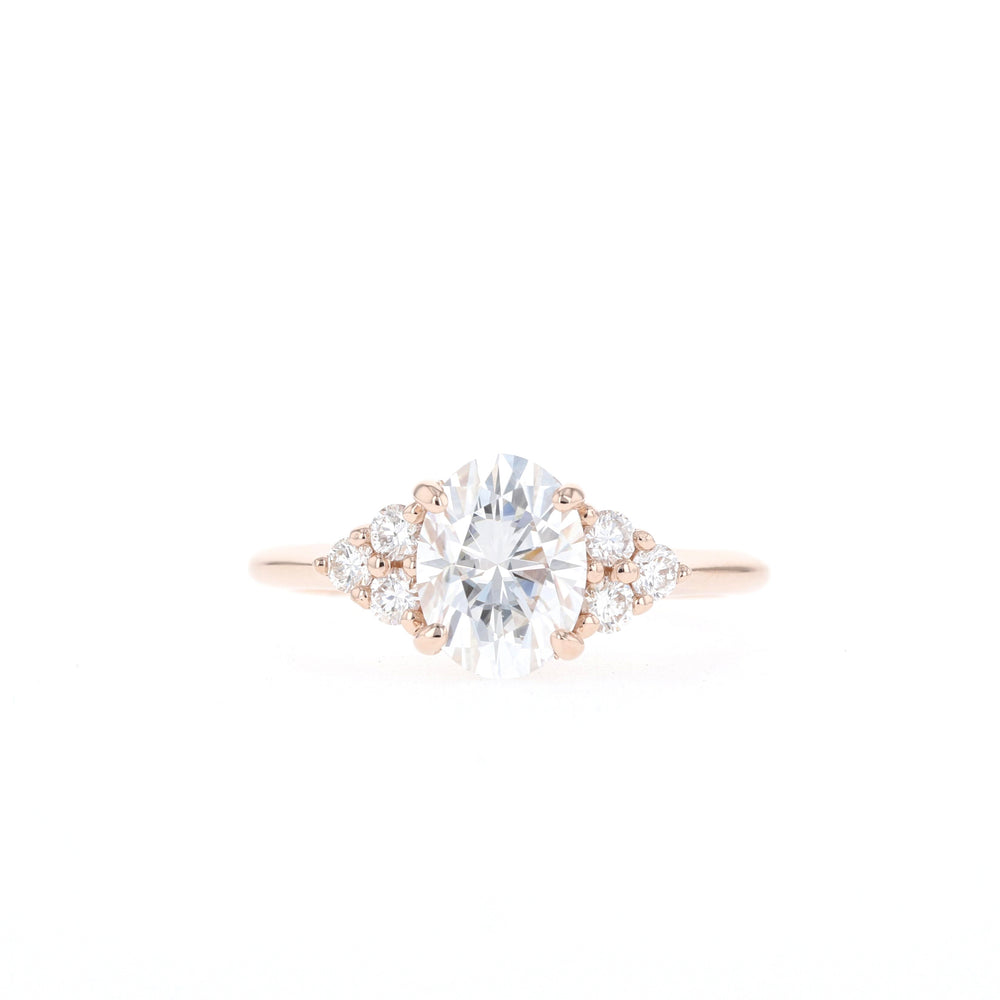 1.20CT Oval Moissanite Cluster Diamond Engagement Ring