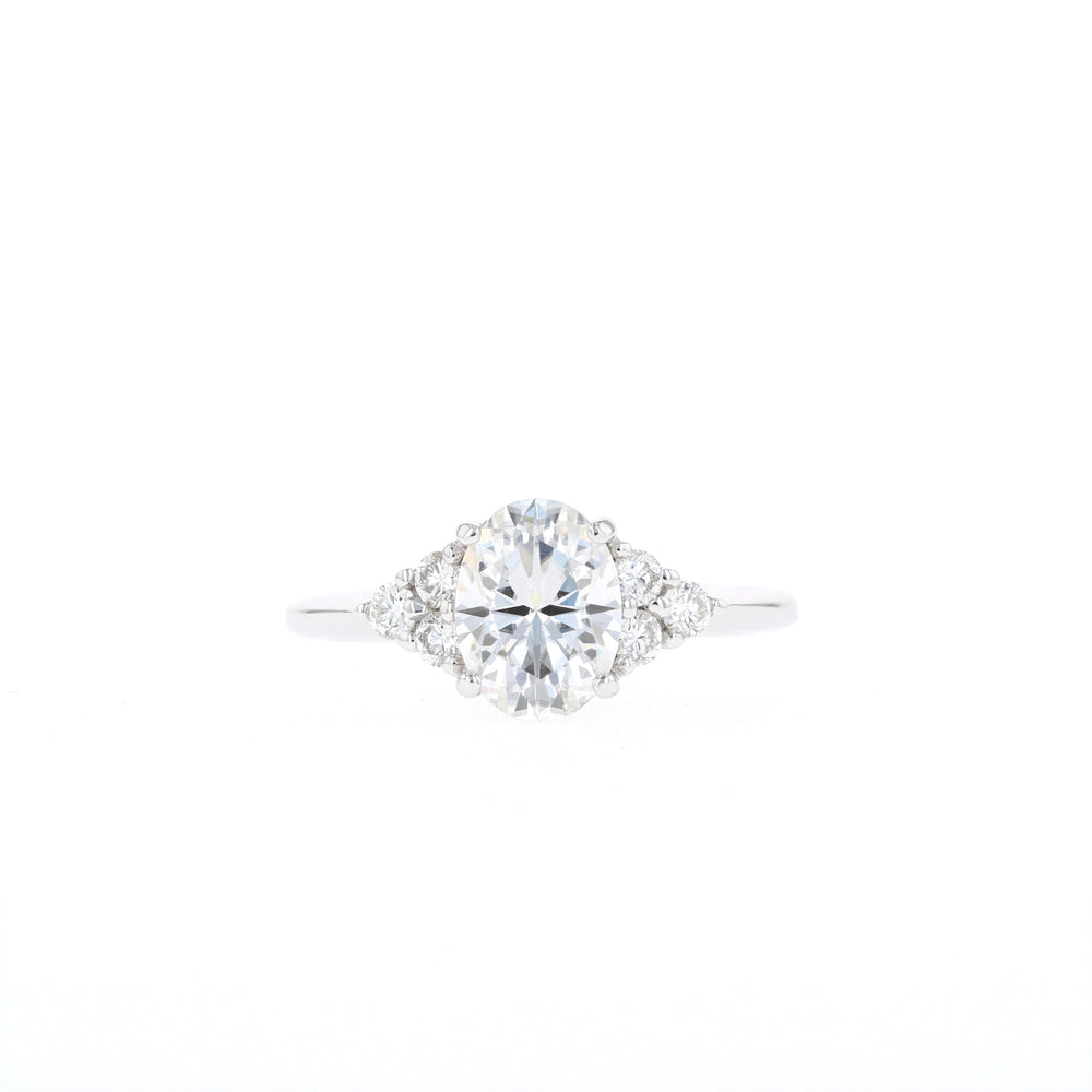 1.20CT Oval Moissanite Cluster Diamond Engagement Ring