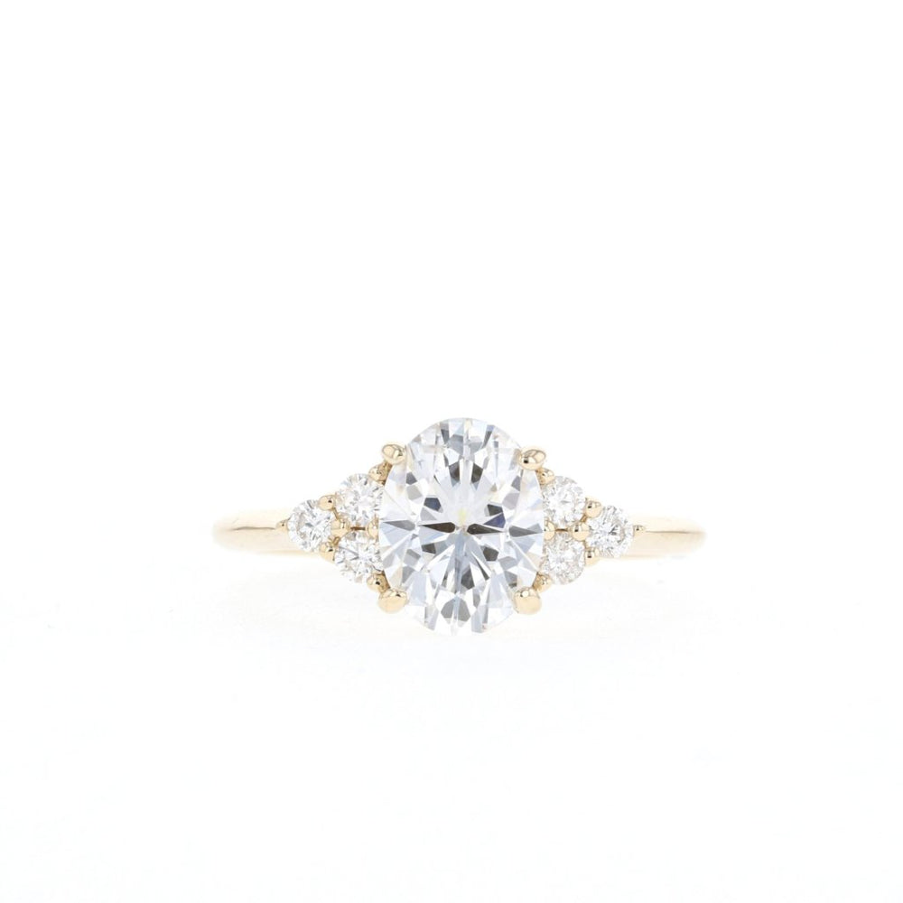 1.20CT Oval Moissanite Cluster Diamond Engagement Ring