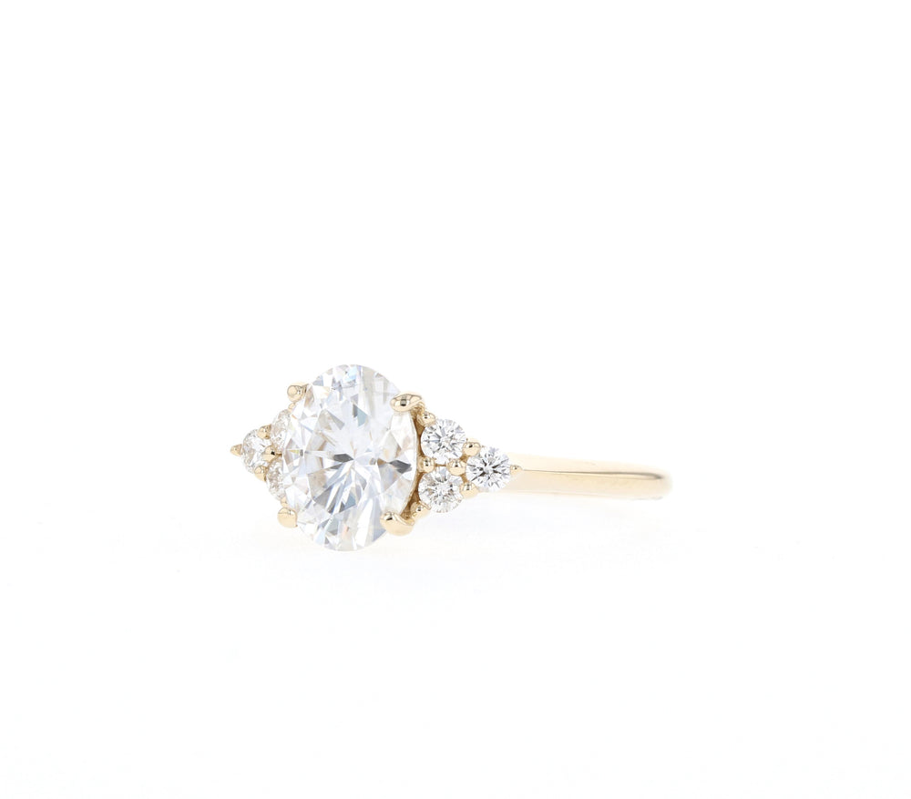 1.20CT Oval Moissanite Cluster Diamond Engagement Ring