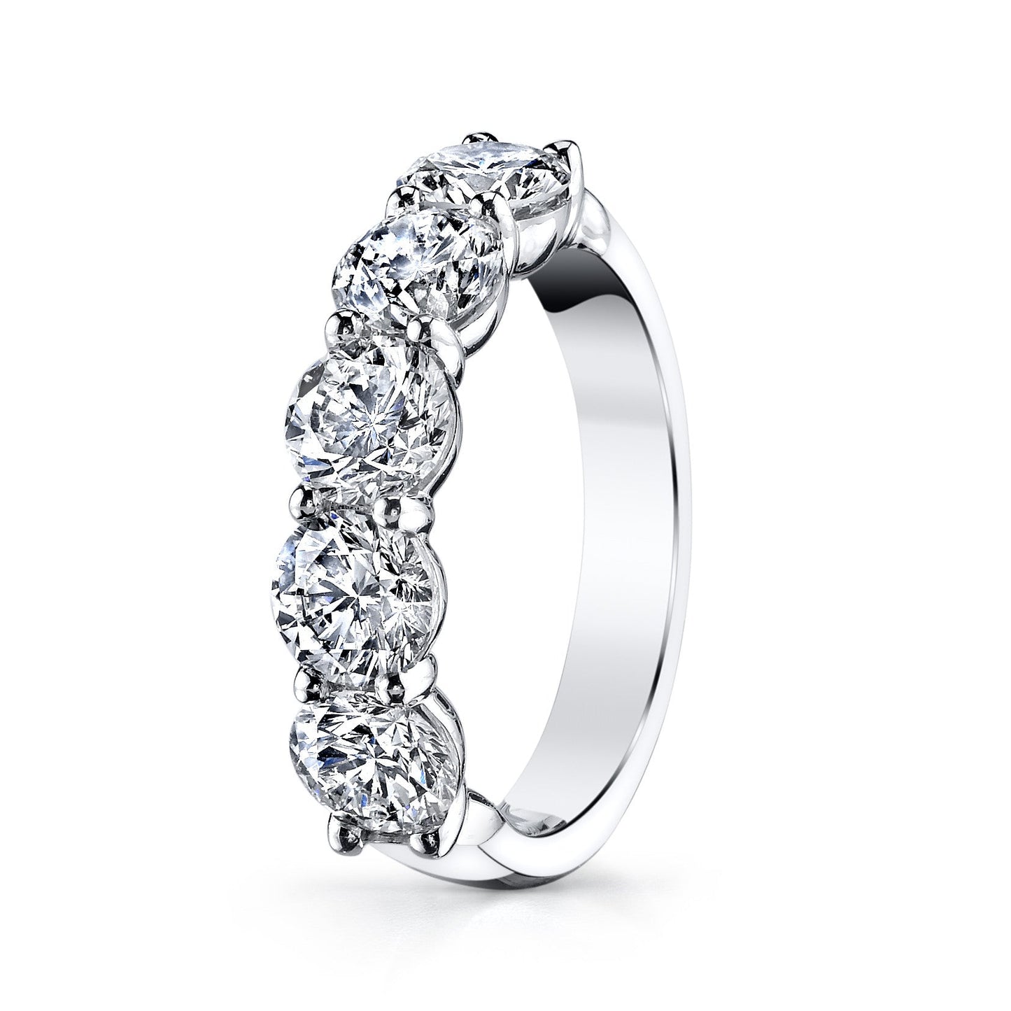 1.65ct Round Brilliant Cut Moissanite Diamond 5 Stone Wedding Band