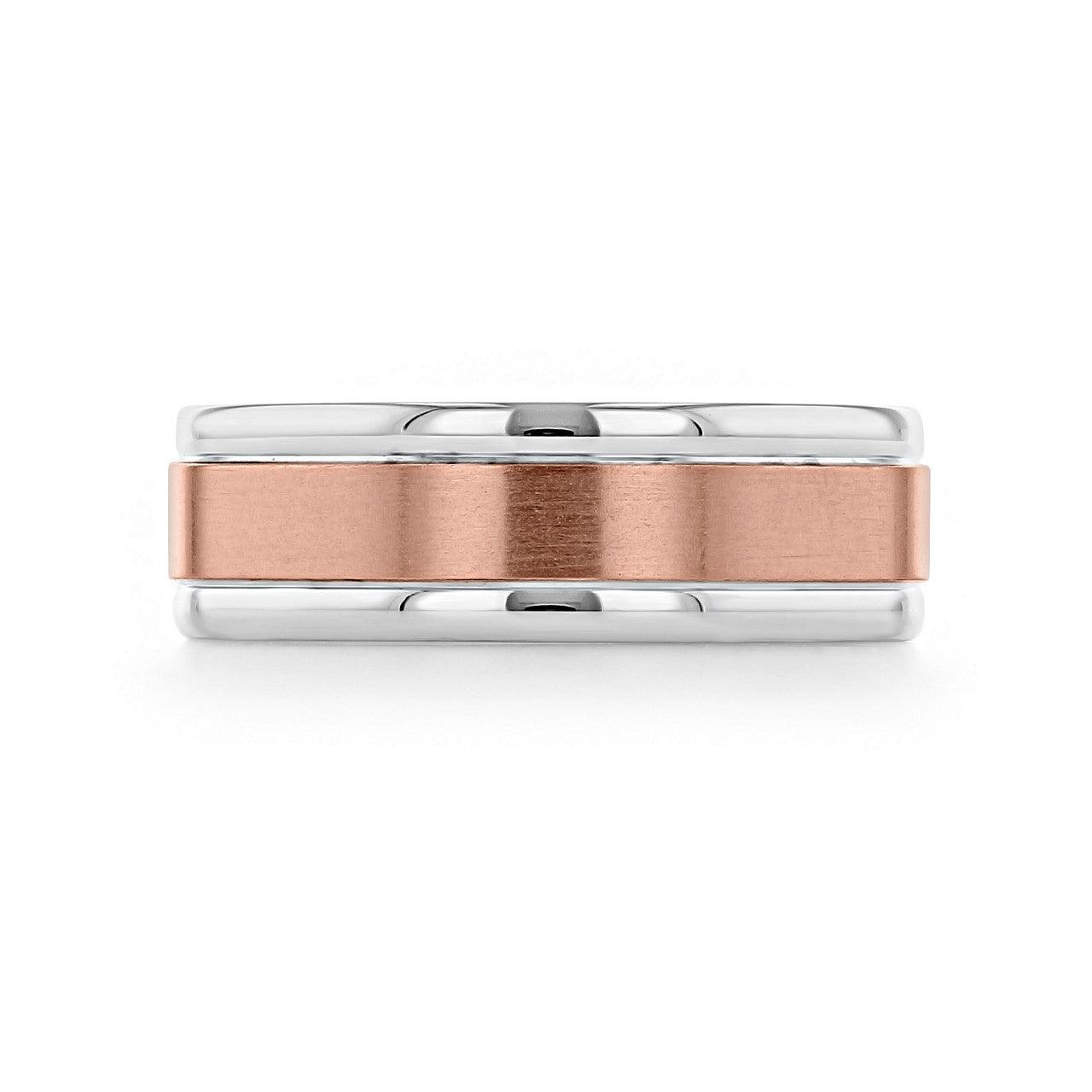 Two Tone Brushed Finish Men's Wedding band