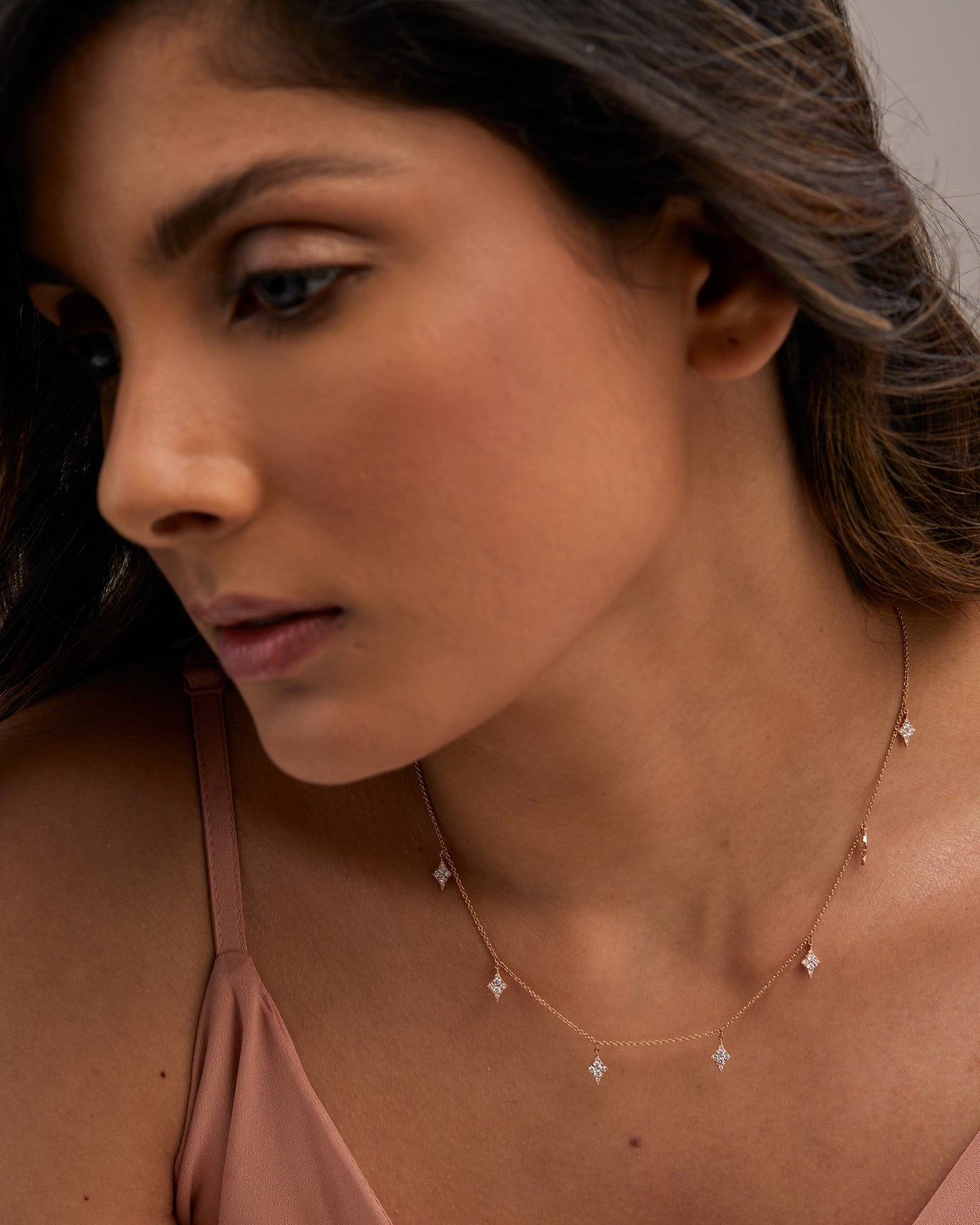 Dangling Diamond Moissanite Kite Drop Necklace