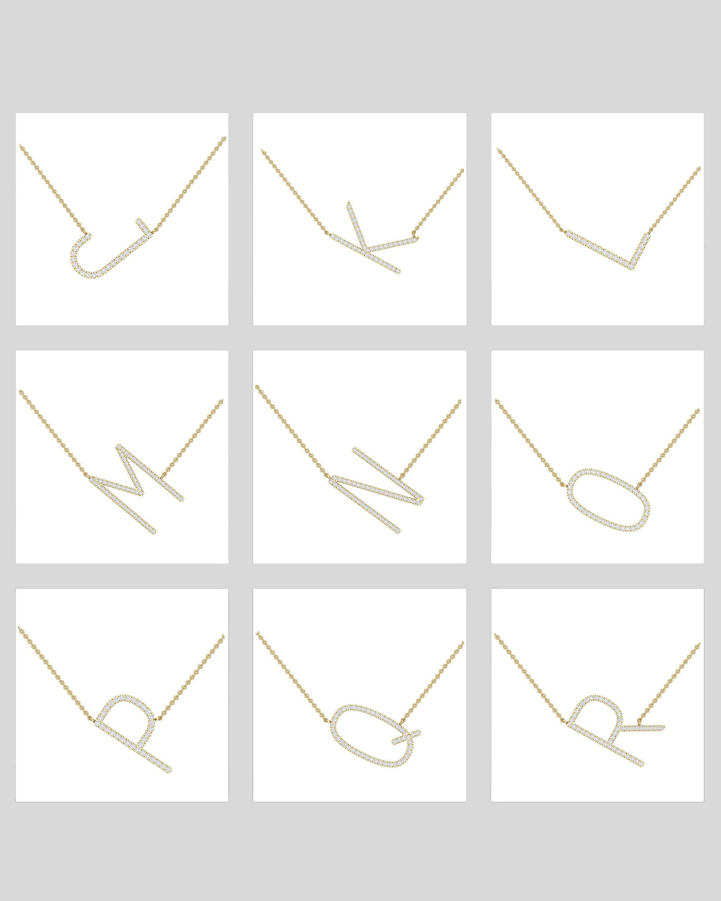Round Cut Diamond Moissanite Sideways Initial Necklace