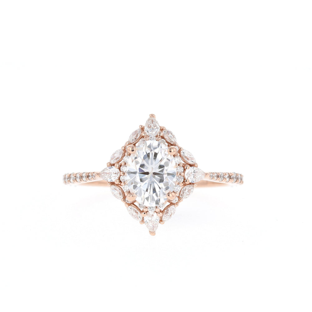 1.20CT Oval Cut Cluster Moissanite Diamond Engagement Ring