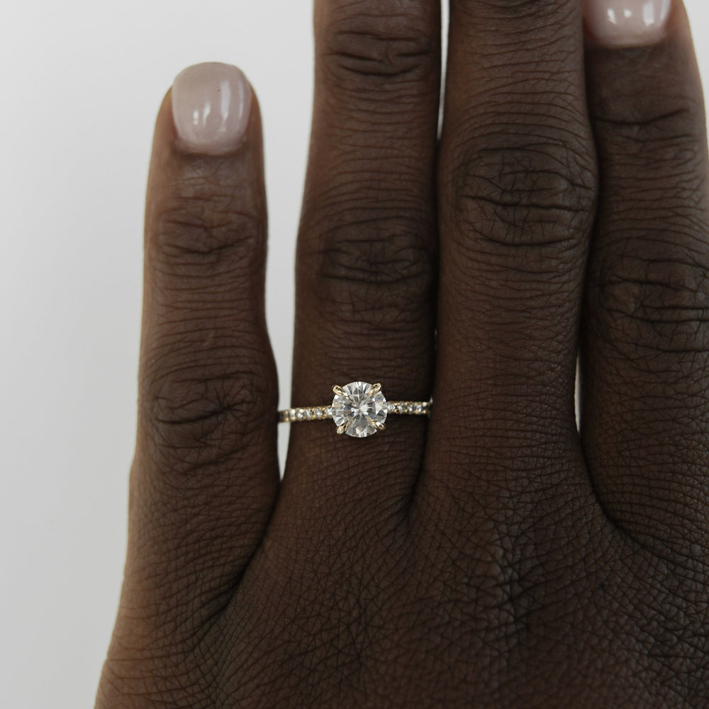 1.50CT Round Moissanite Pave Diamond Engagement Ring