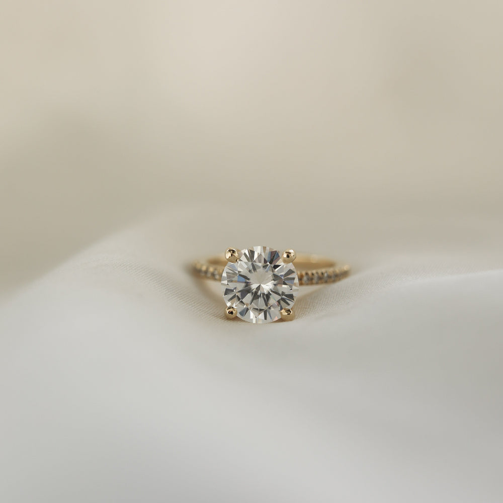 1.50CT Round Moissanite Pave Diamond Engagement Ring