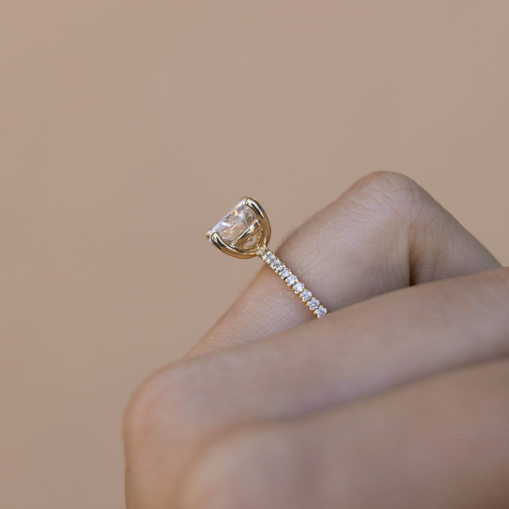 1.50CT Round Moissanite Pave Diamond Engagement Ring