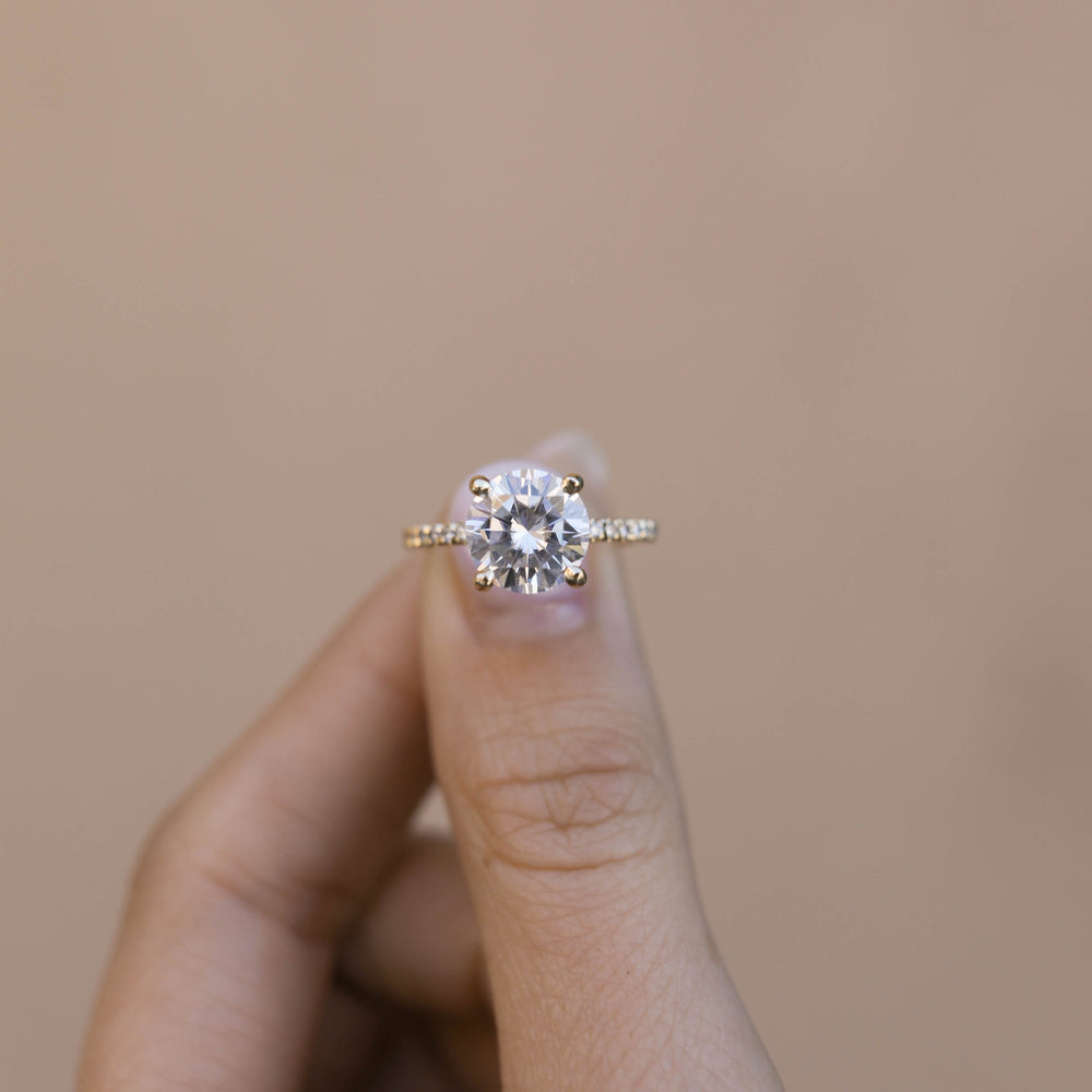 1.50CT Round Moissanite Pave Diamond Engagement Ring