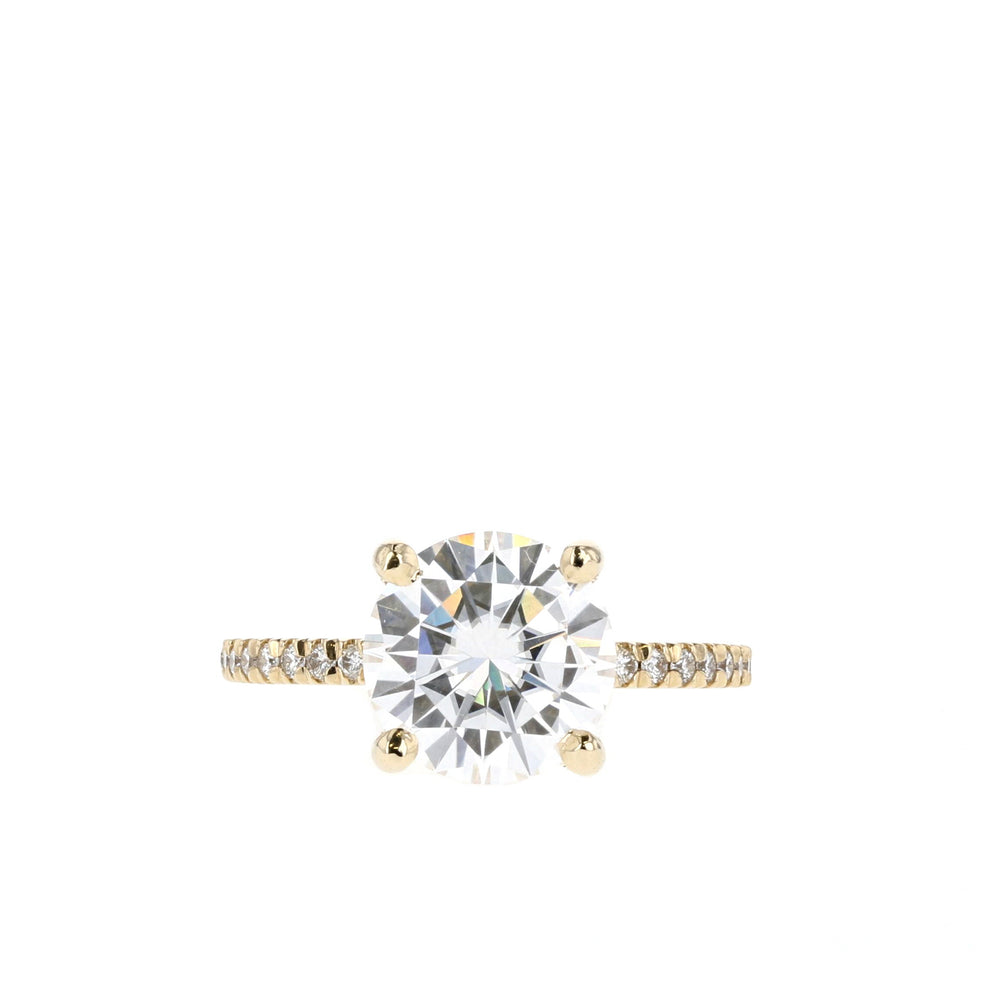 1.50CT Round Moissanite Pave Diamond Engagement Ring