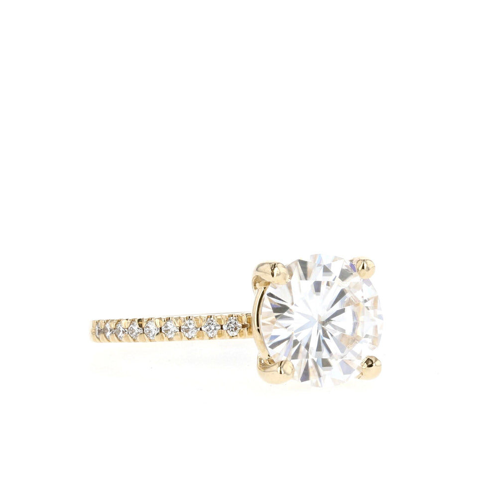 1.50CT Round Moissanite Pave Diamond Engagement Ring