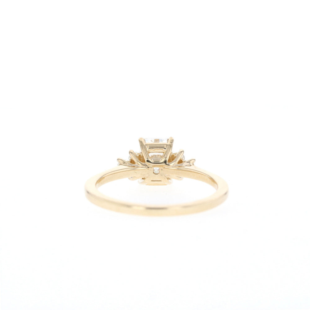 1.10ct Emerald Cut Cluster Moissanite Diamond Engagement Ring