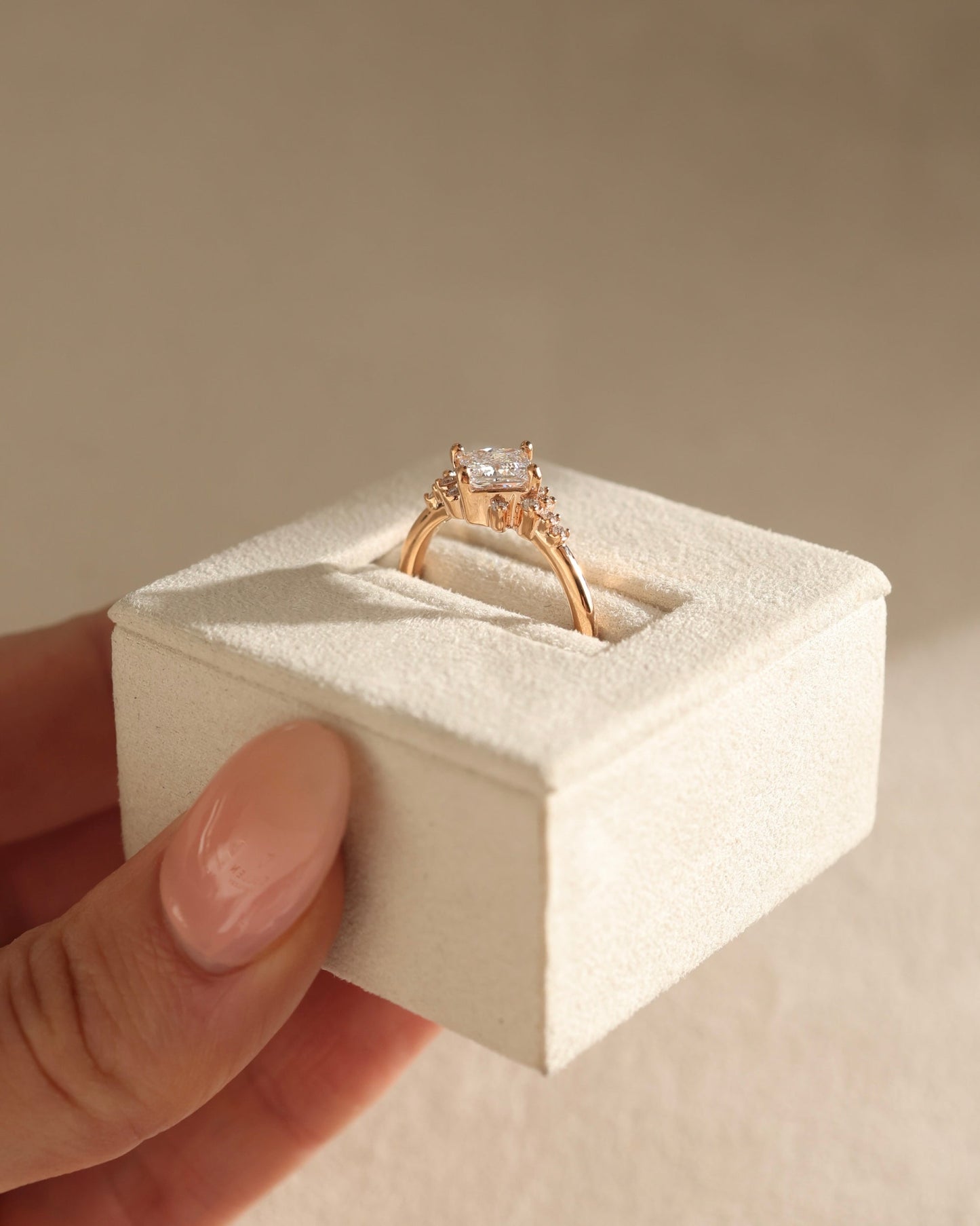 1.0 CT Princess Cut Cluster Diamond Moissanite Engagement Ring