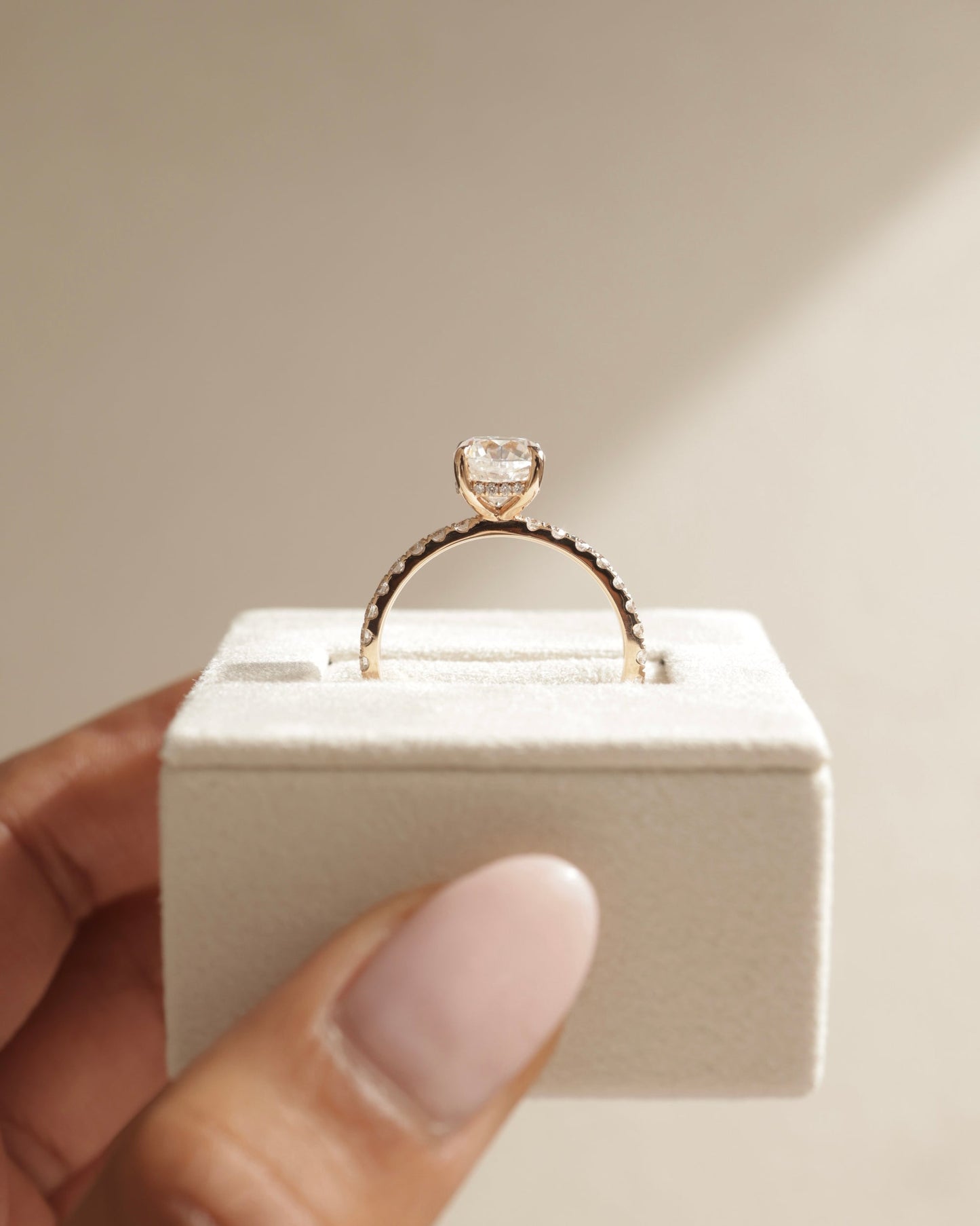 1.0 CT Cushion Diamond Hidden Halo Moissanite Engagement Ring