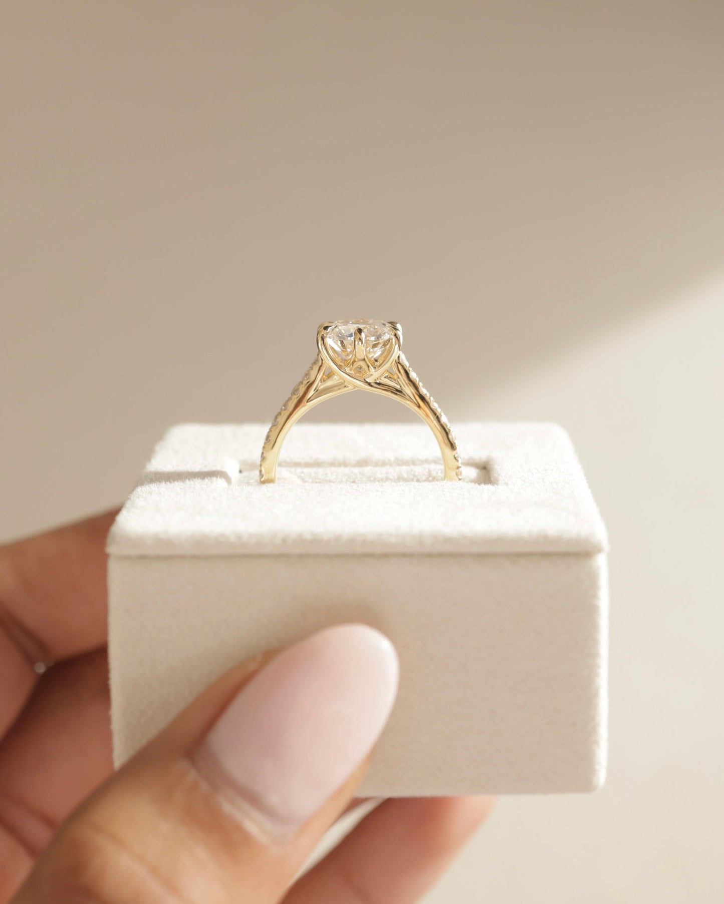 1.0 CT Round Brilliant Pave Setting Moissanite Engagement Ring