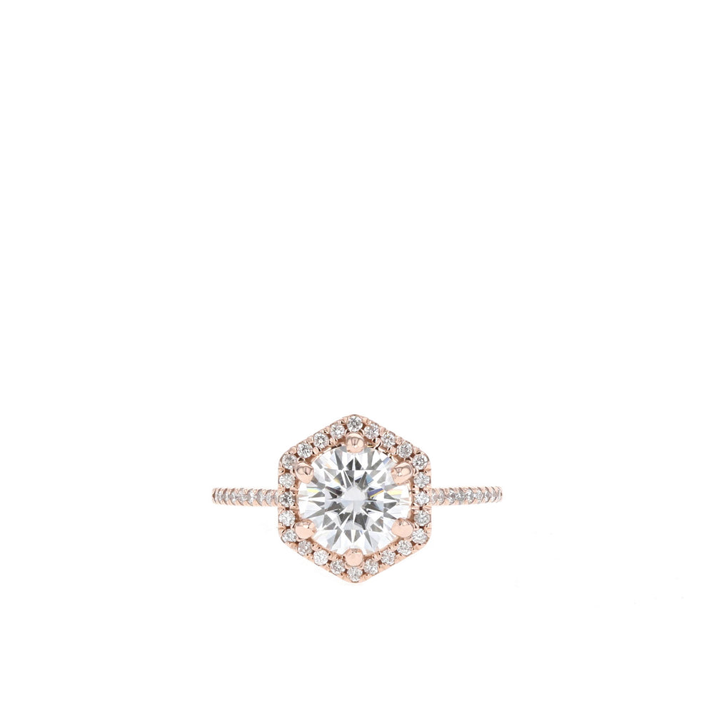 1.30CT Round Moissanite Halo Diamond Engagement Ring