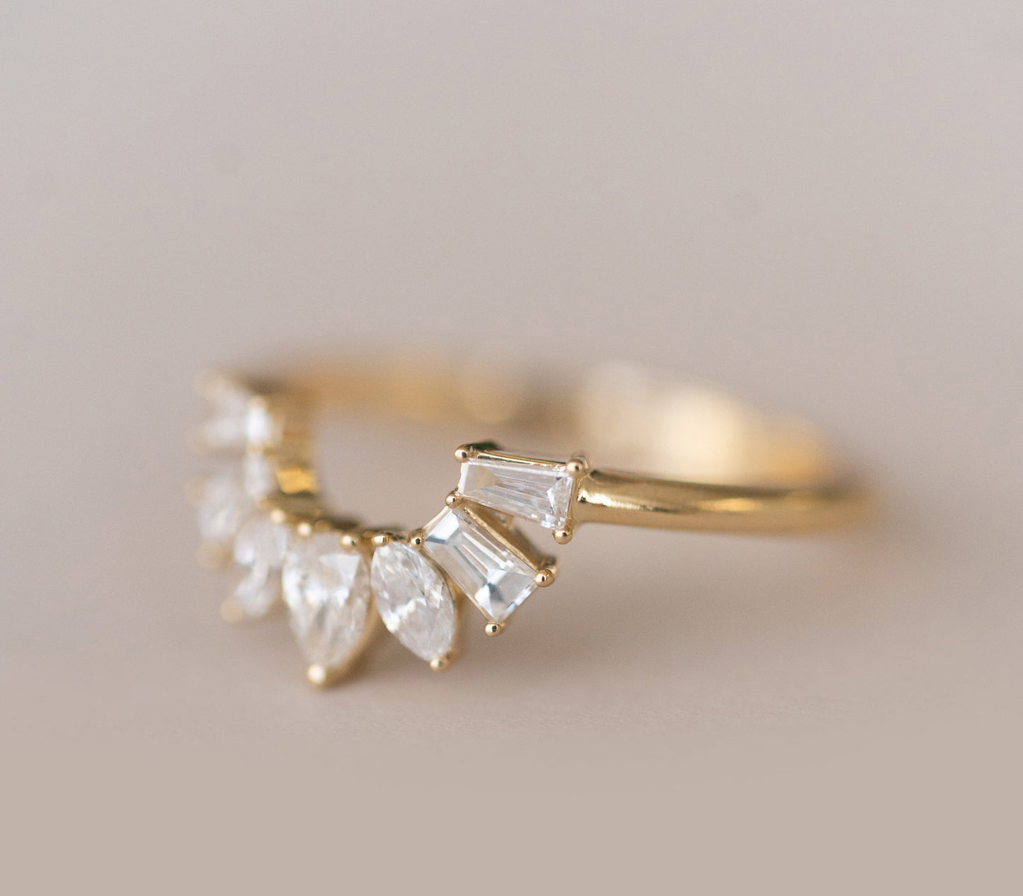 0.50ct Pear And Round Moissanite Diamond 7 Stone Wedding Band
