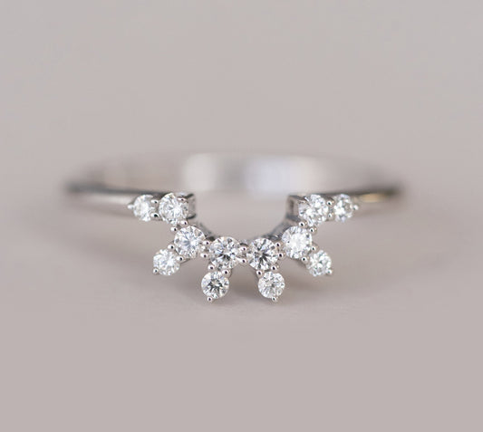 0.23ct Round Cut Moissanite Diamond Unique Wedding Band