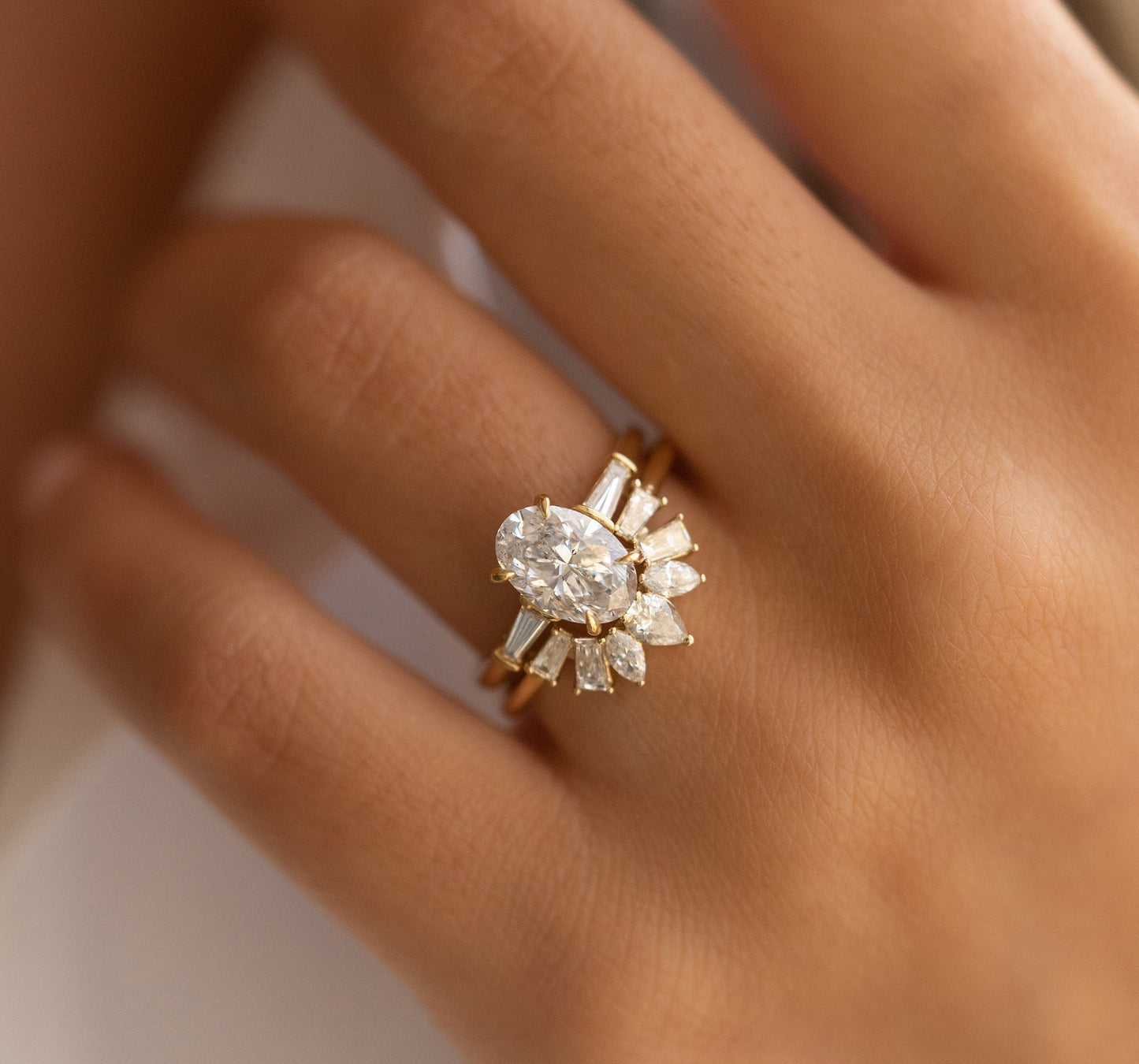 0.50ct Pear And Round Moissanite Diamond 7 Stone Wedding Band