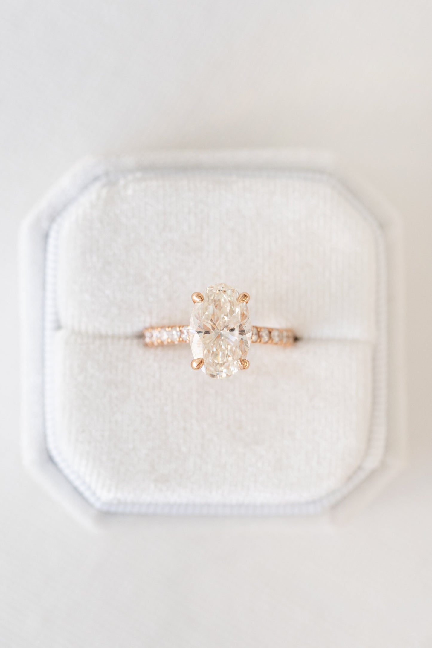 3.02ct Oval Cut Moissanite Hidden Halo Diamond Engagement Ring
