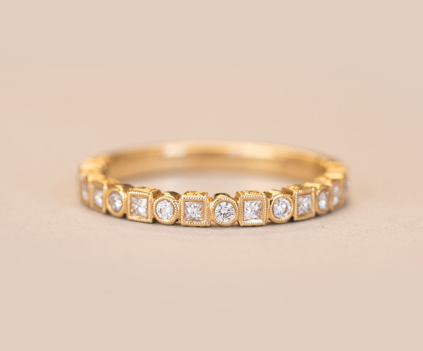 0.37ct Round And Princess Moissanite Full Eternity Diamond Enagagement Ring