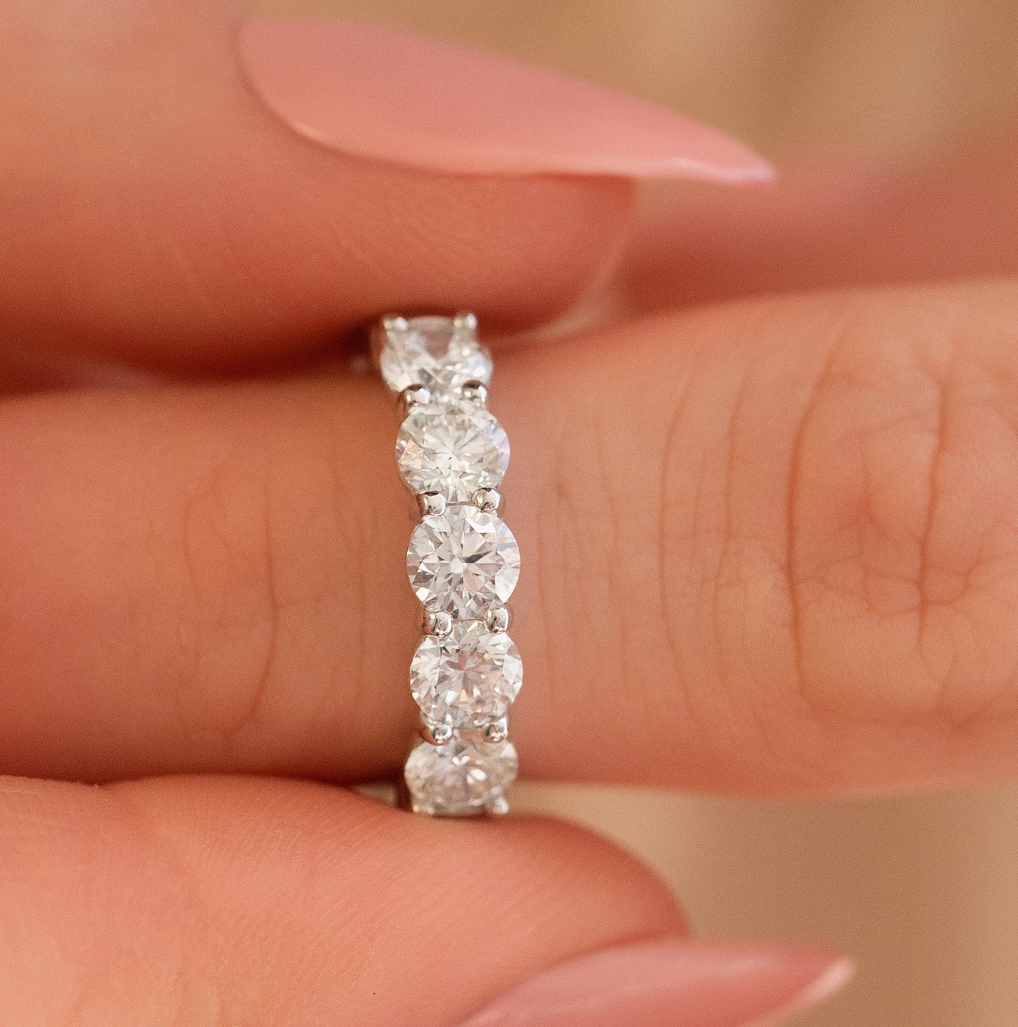 1.65ct Round Brilliant Cut Moissanite Diamond 5 Stone Wedding Band