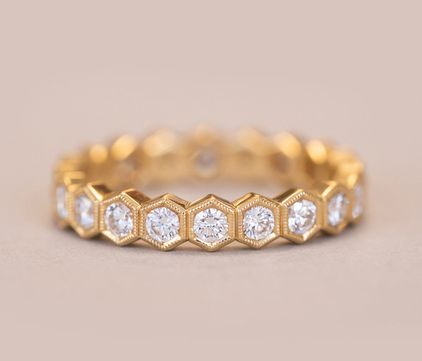1.1ct Round Cut Eternity Moissanite Bezel Diamond Wedding Band