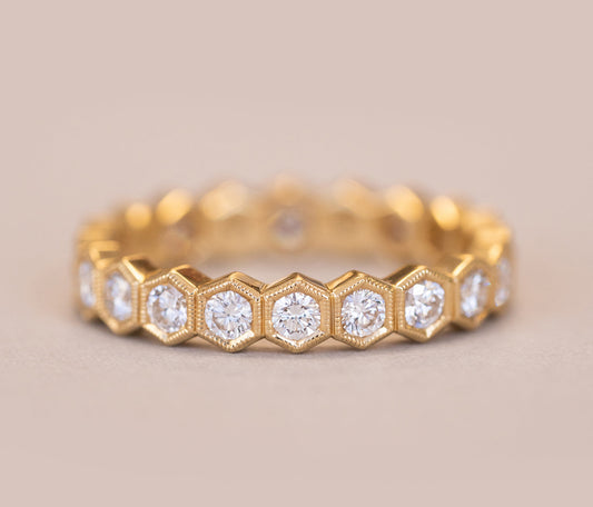 1.1ct Round Cut Eternity Moissanite Bezel Diamond Wedding Band