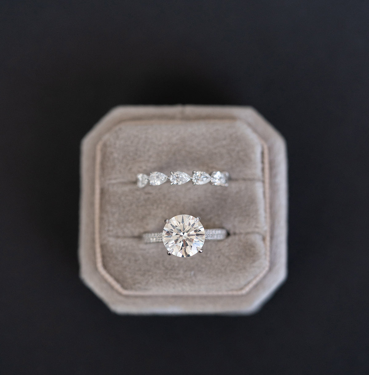 0.35ct Round Cut Petite Moissanite Diamond Criss Cross Wedding Band