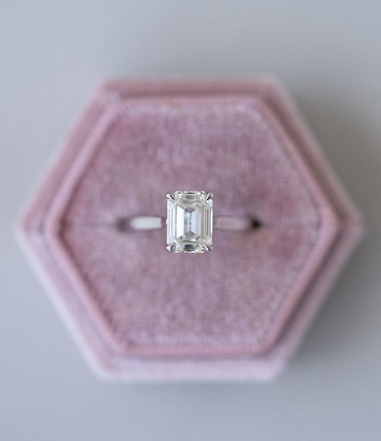 2.25ct Emerald Cut Moissanite Diamond Solitaire Engagement Ring