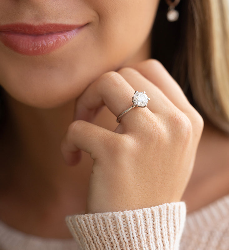 2.0CT Round Cut Moissanite Diamond Solitaire Engagement Ring