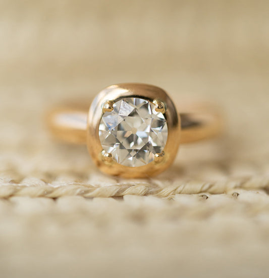 1.86CT Round Cut Solitaire Moissanite Diamond Bezel Engagement Ring