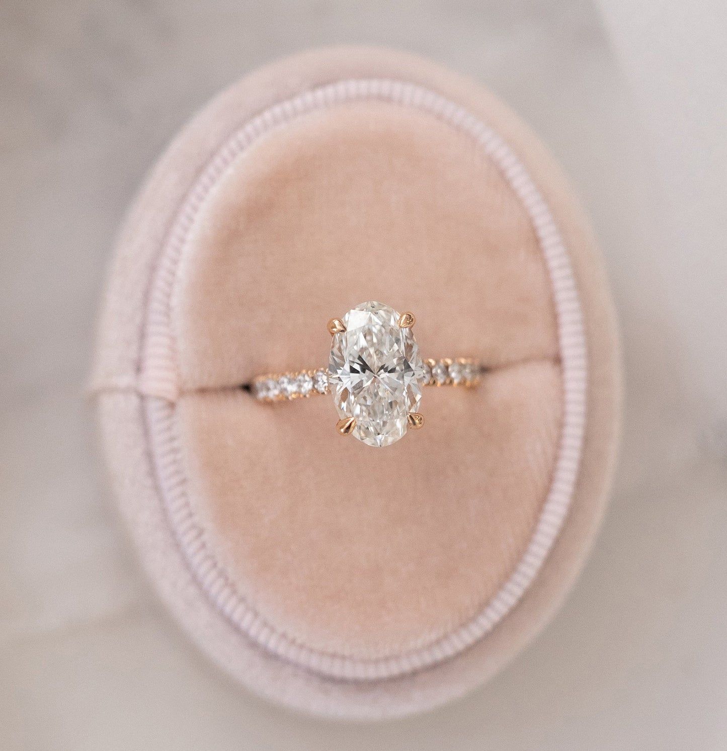 3.02ct Oval Cut Moissanite Hidden Halo Diamond Engagement Ring