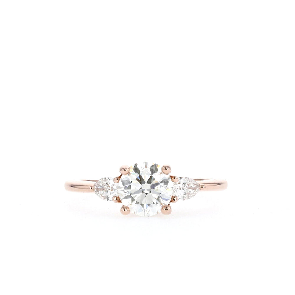 1.05CT Round Moissanite Three Stone Diamond Engagement Ring