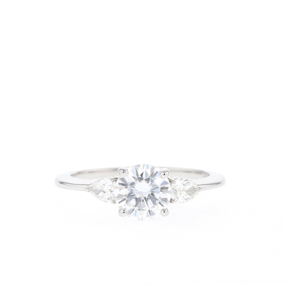 1.05CT Round Moissanite Three Stone Diamond Engagement Ring