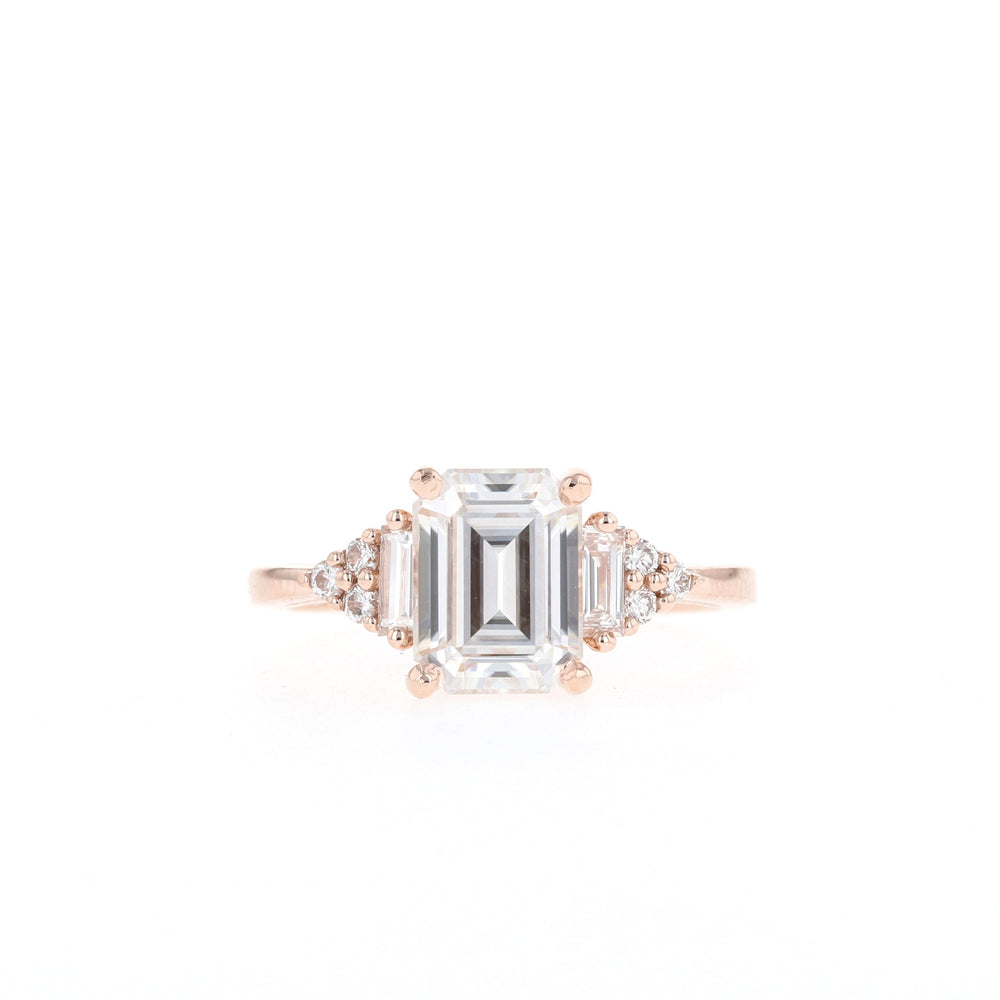 1.70CT Radiant Moissanite Cluster Diamond Engagement Ring