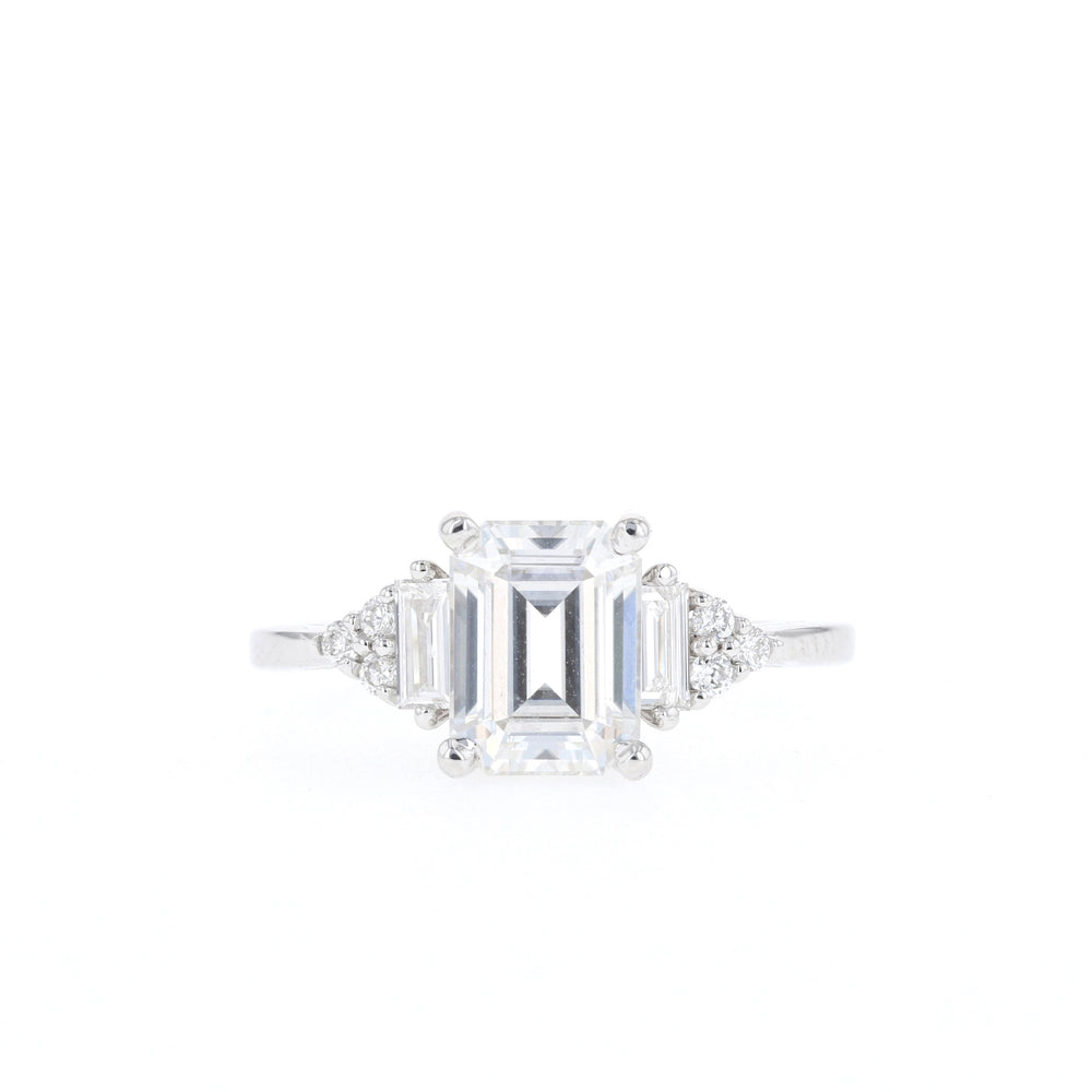 1.70CT Radiant Moissanite Cluster Diamond Engagement Ring