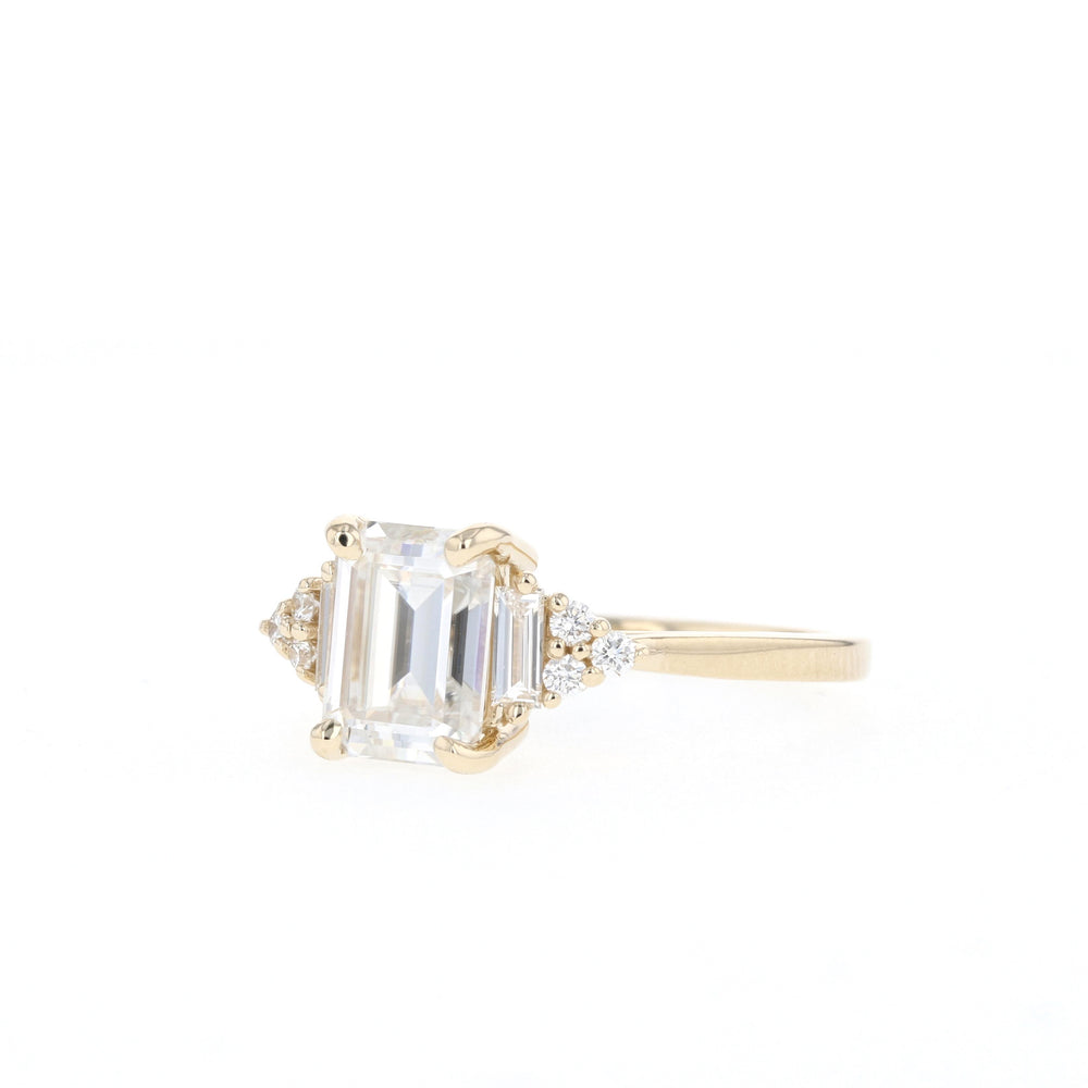 1.70CT Radiant Moissanite Cluster Diamond Engagement Ring