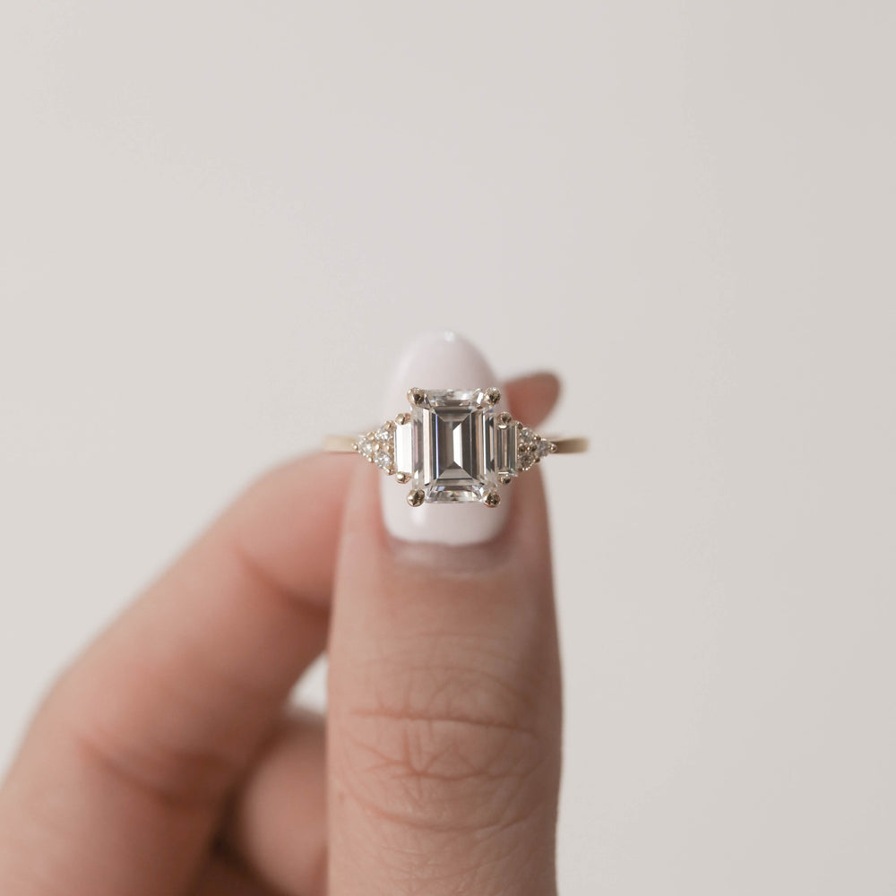 1.70CT Radiant Moissanite Cluster Diamond Engagement Ring