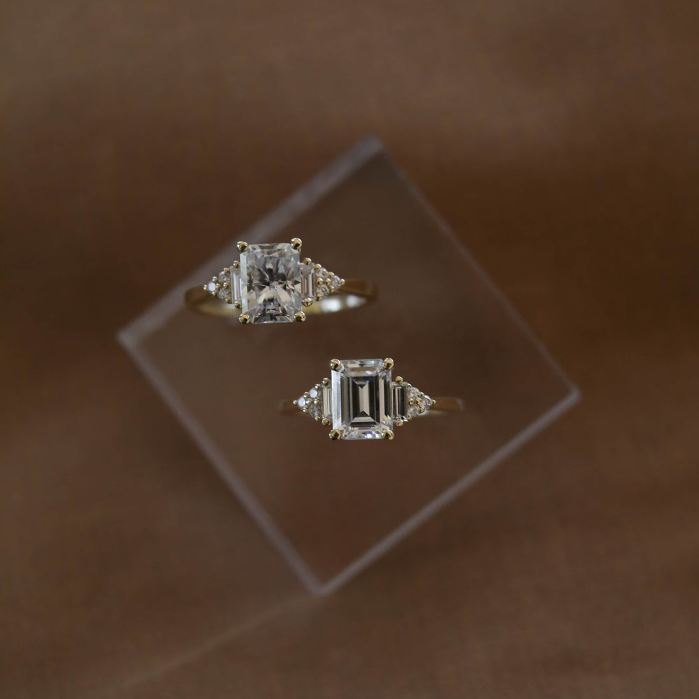 1.70CT Radiant Moissanite Cluster Diamond Engagement Ring